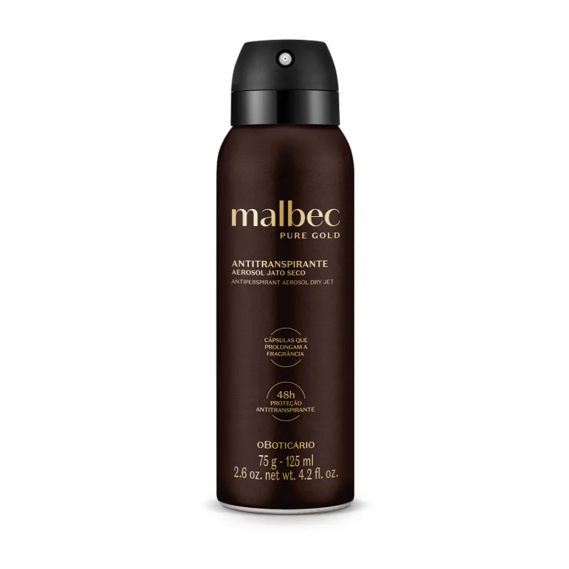 Malbec Pure Gold Antiperspirant Deodorant Aerosol 75g/125ml