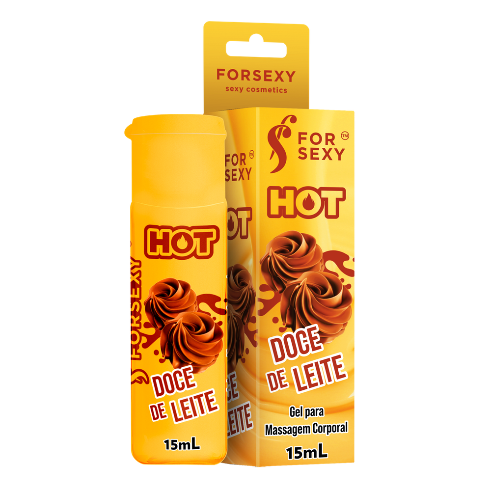 Gel Hot Beijável Para Massagem Sabor Doce De Leite 15Ml