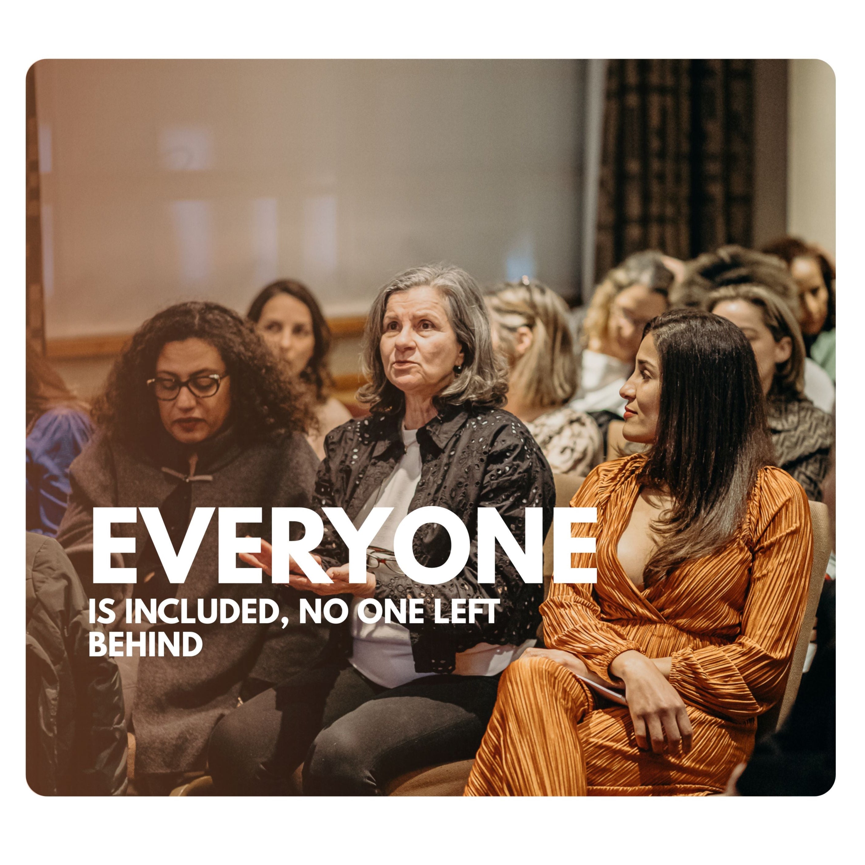 Product packaging with a group of people and the text 'EVERYONE IS INCLUDED, NO ONE LEFT BEHIND'.