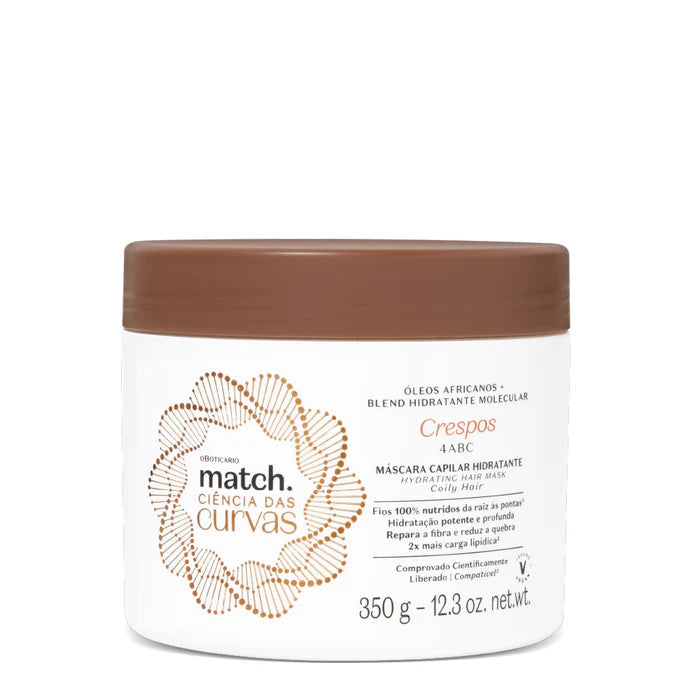 Máscara Capilar Hidratante Cabelos Match Ciência das Curvas 2 abc 3abc , 350g