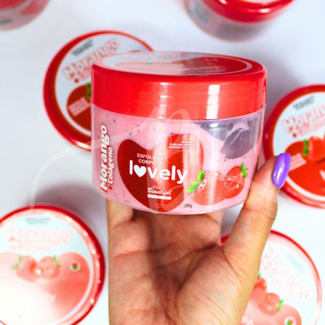 Esfoliante corporal morango linha lovely Face Beautiful 280g