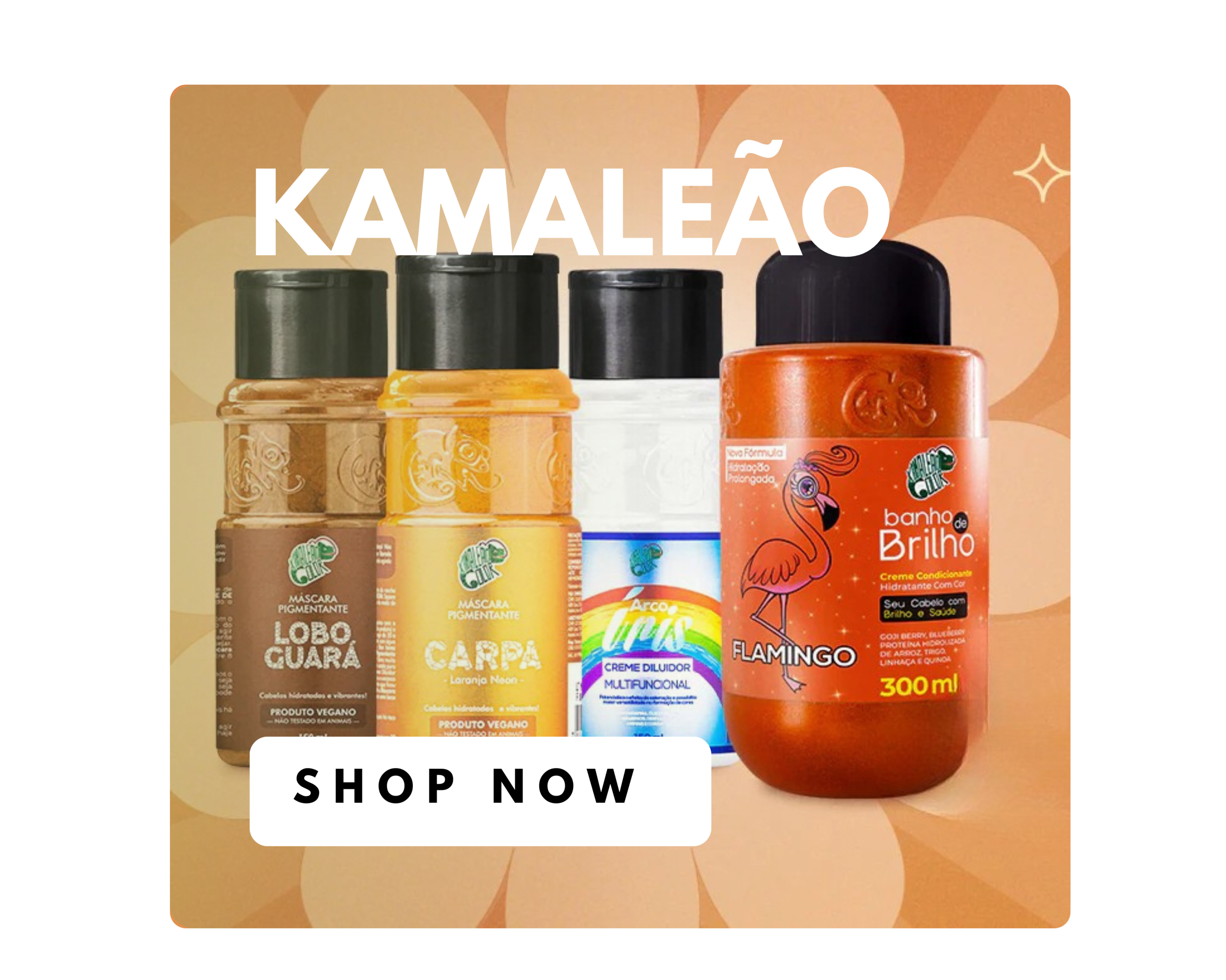 Kamaleao product packaging with various bottles on a white background