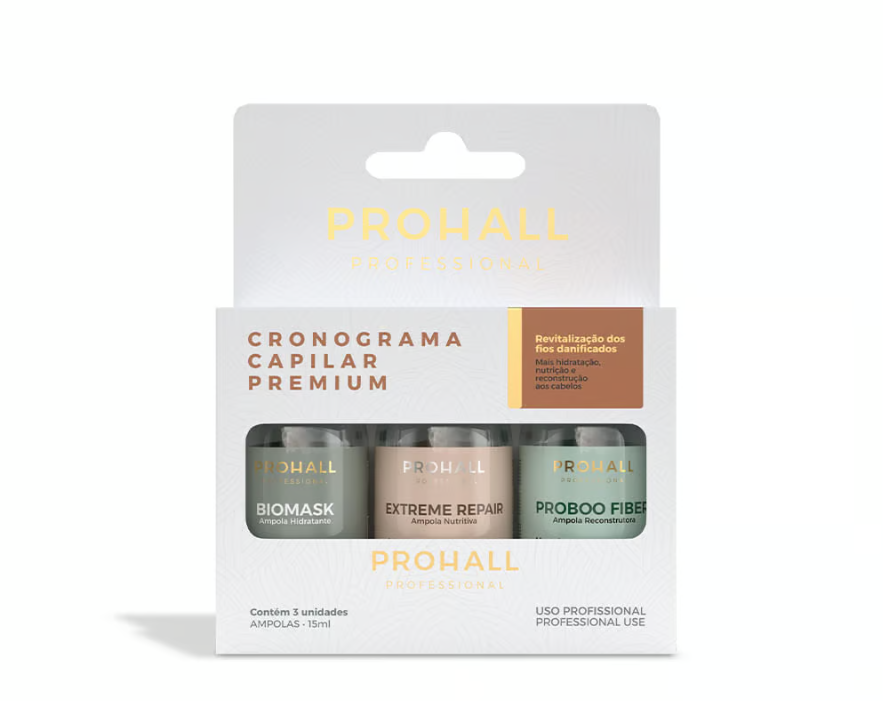 Kit Cronograma Capilar Premium com 3 Ampolas