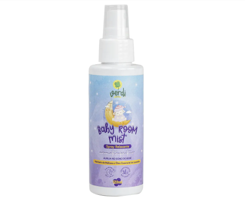 Baby Room Mist Spray Relaxante Aromaterapêutico com Hidrolato de Melissa e Óleo Essencial de Lavanda
