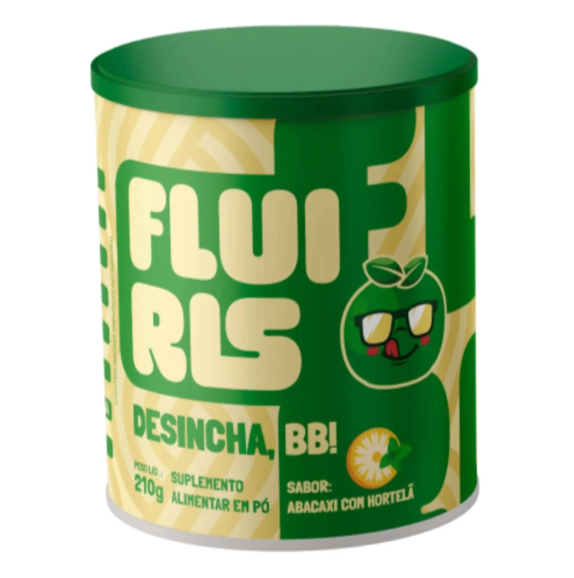 Fluiris Detox Desincha BB Suplemento Alimentar em Pó 210g Sabor Abacaxi com Hortelã