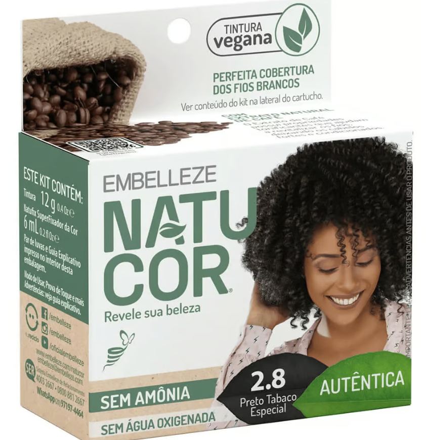 Tinta de Cabelo Natucor Naturalmente Autêntica Café Forte Preto Tabaco Especial 2.8