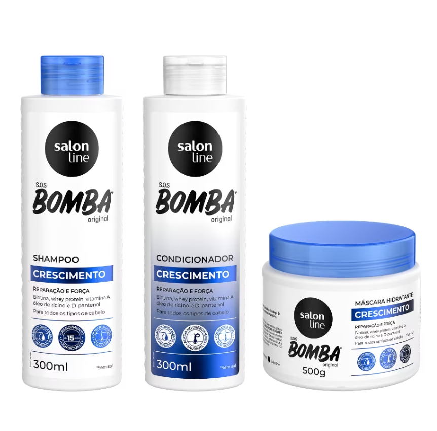 Kit SOS Bomba Shampoo 500ml + Conditioner 500ml + Hair Mask 500g