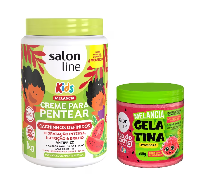 Kit Melancia com Creme para Pentear e Gelatina #todecacho Kids