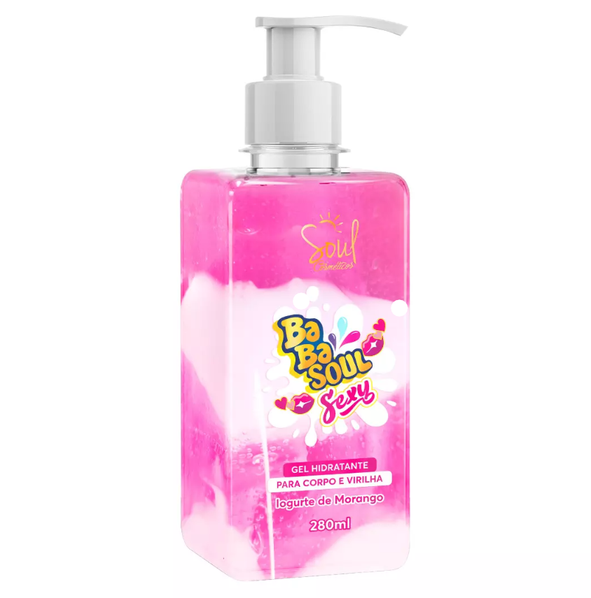 Gel Hidratante de Iogurte de Morango para o Corpo e Virilha Soul Cometicos - 280ml
