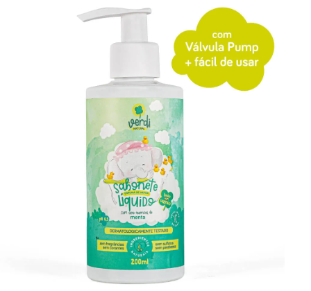 Sabonete Líquido e Shampoo 100% Natural Espuma de Vapor com Óleo Essencial de Menta