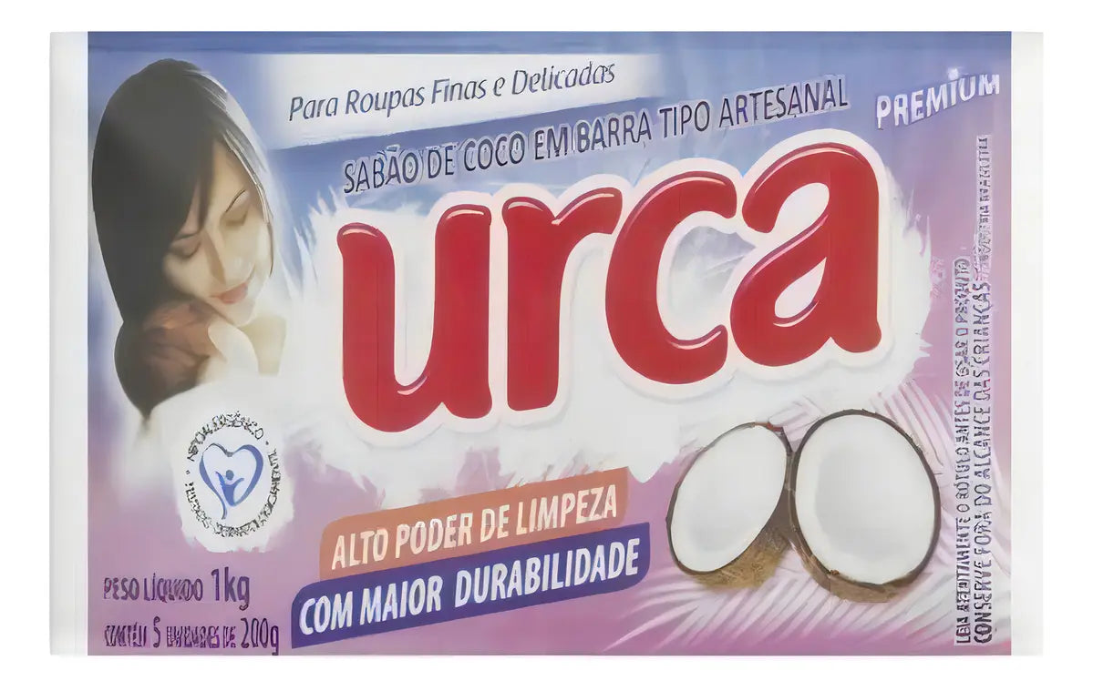 Urca Premium Coconut Handmade Bar Soap, 1kg Pack (5 Units)