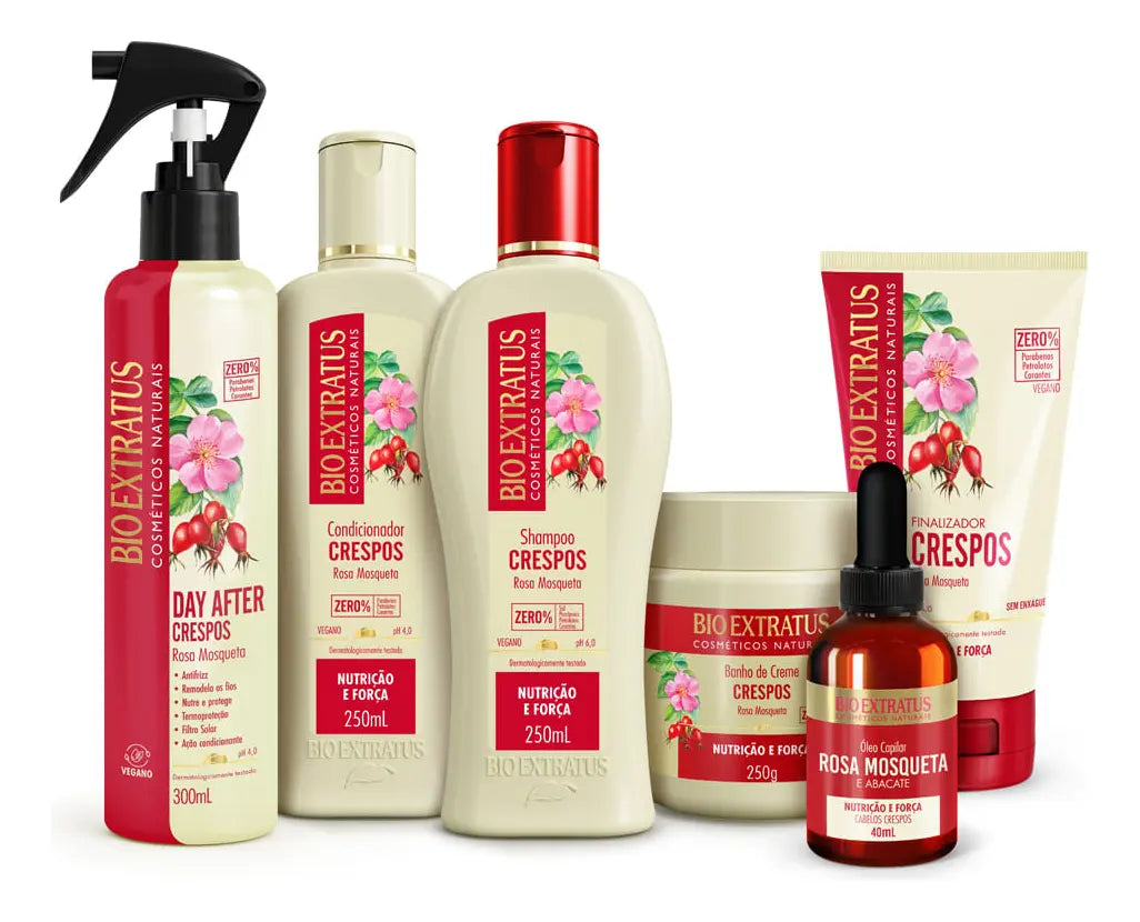 Kit Bio Extratus Crespos Linha Completa Rosa Mosqueta
