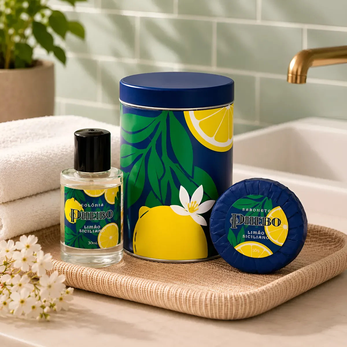 Phebo Sicilian Lemon Kit: 30ml Cologne + 30g Soap in a Tin