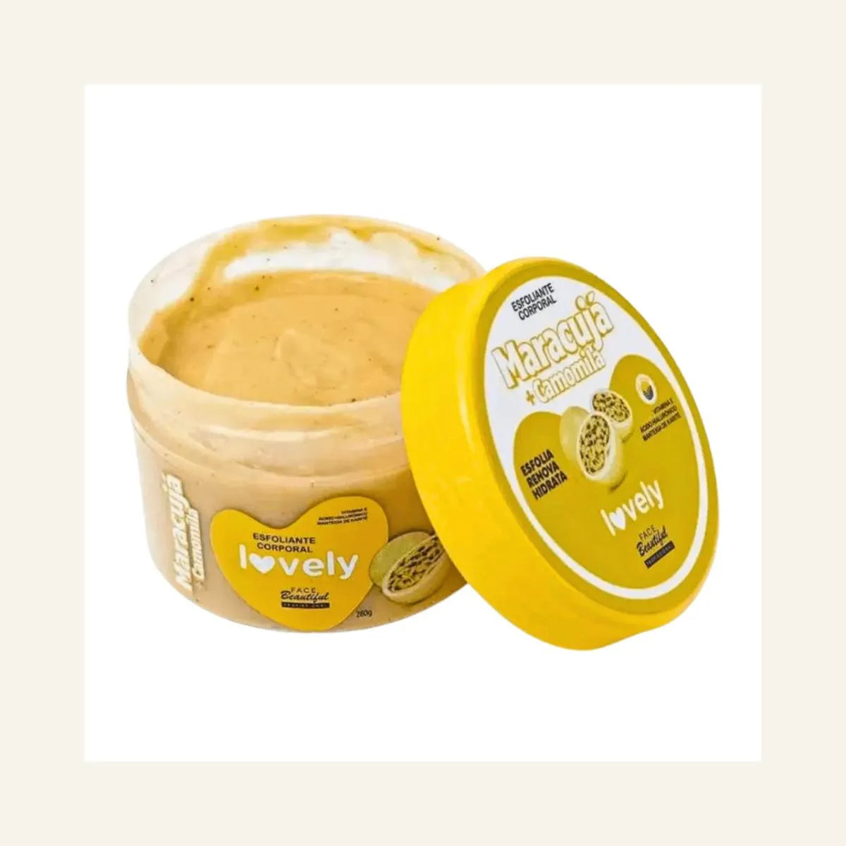 Passion fruit + chamomile body scrub from the Lovely Face Beautiful line, 280g