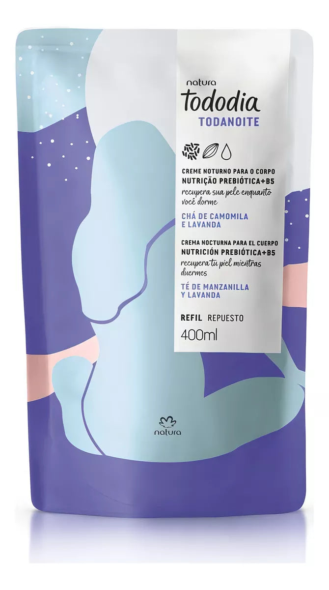 Todo dia Refil Creme Noturno Para o Corpo Tododia Chá de Camomila e Lavanda 400ml