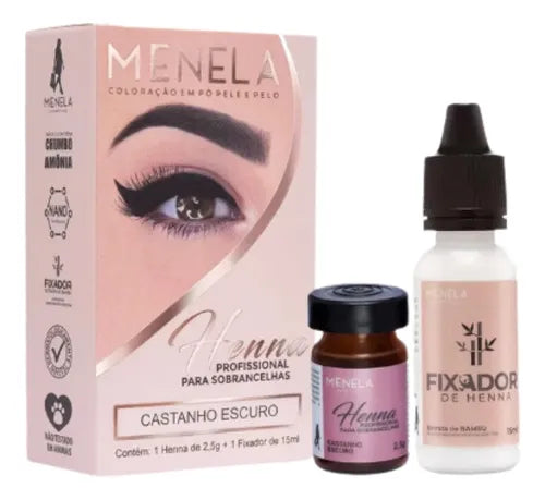 Henna Para Sobrancelhas Nanotecnologia Menela 2,5 Gramas Castanho Escuro