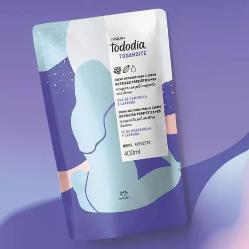 Todo dia Refil Creme Noturno Para o Corpo Tododia Chá de Camomila e Lavanda 400ml