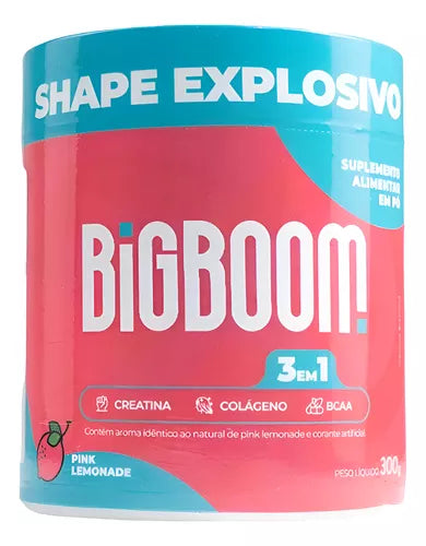 Creatina Suplemento em Pó Sabor Pink Lemonade 3 em 1 Bigboom - 300g