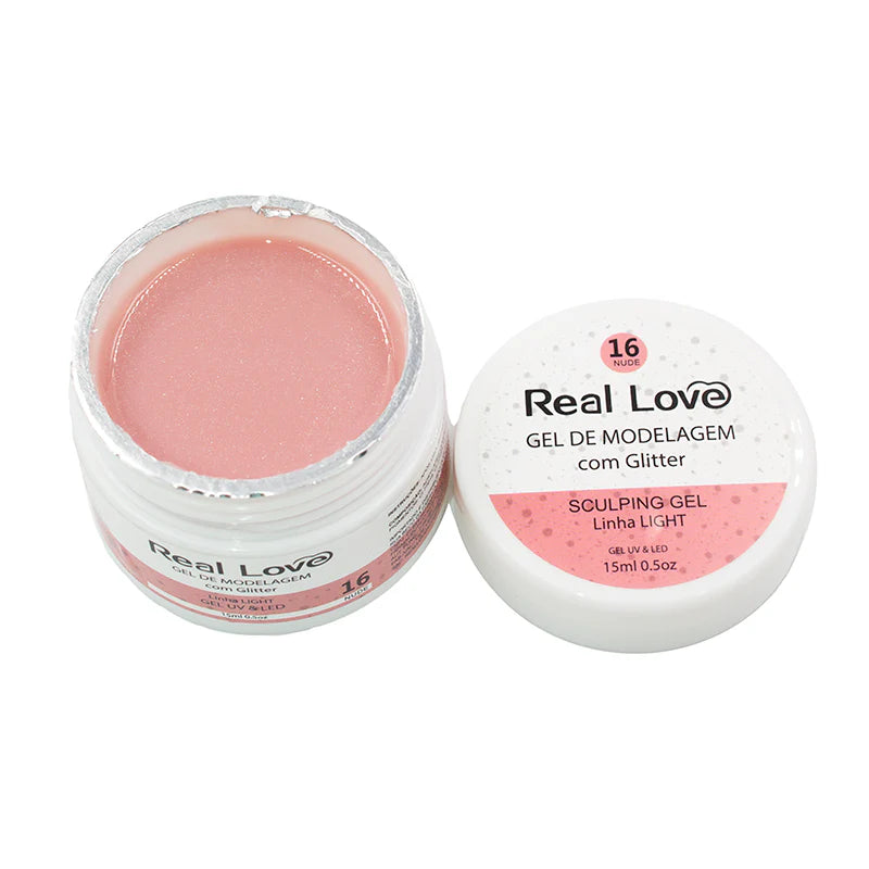 Gel de Modelagem com Glitter para Unhas - Linha Light - 15ml - Real Love