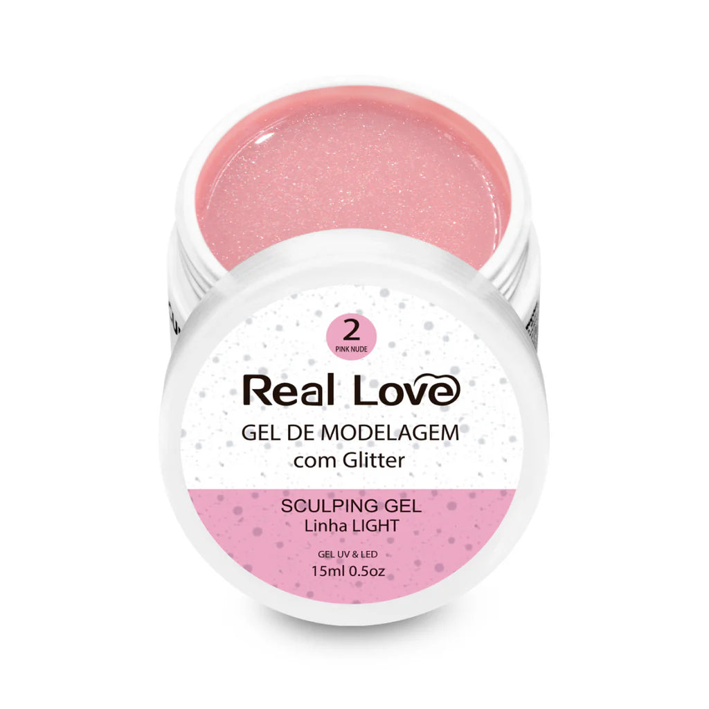 Gel de Modelagem com Glitter para Unhas - Linha Light - 15ml - Real Love