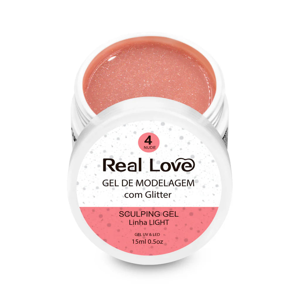 Gel de Modelagem com Glitter para Unhas - Linha Light - 15ml - Real Love