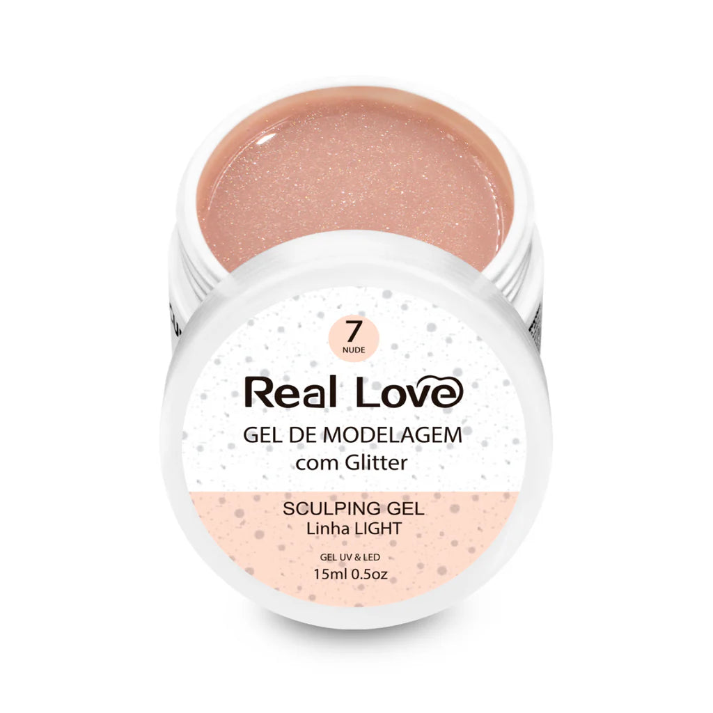 Gel de Modelagem com Glitter para Unhas - Linha Light - 15ml - Real Love