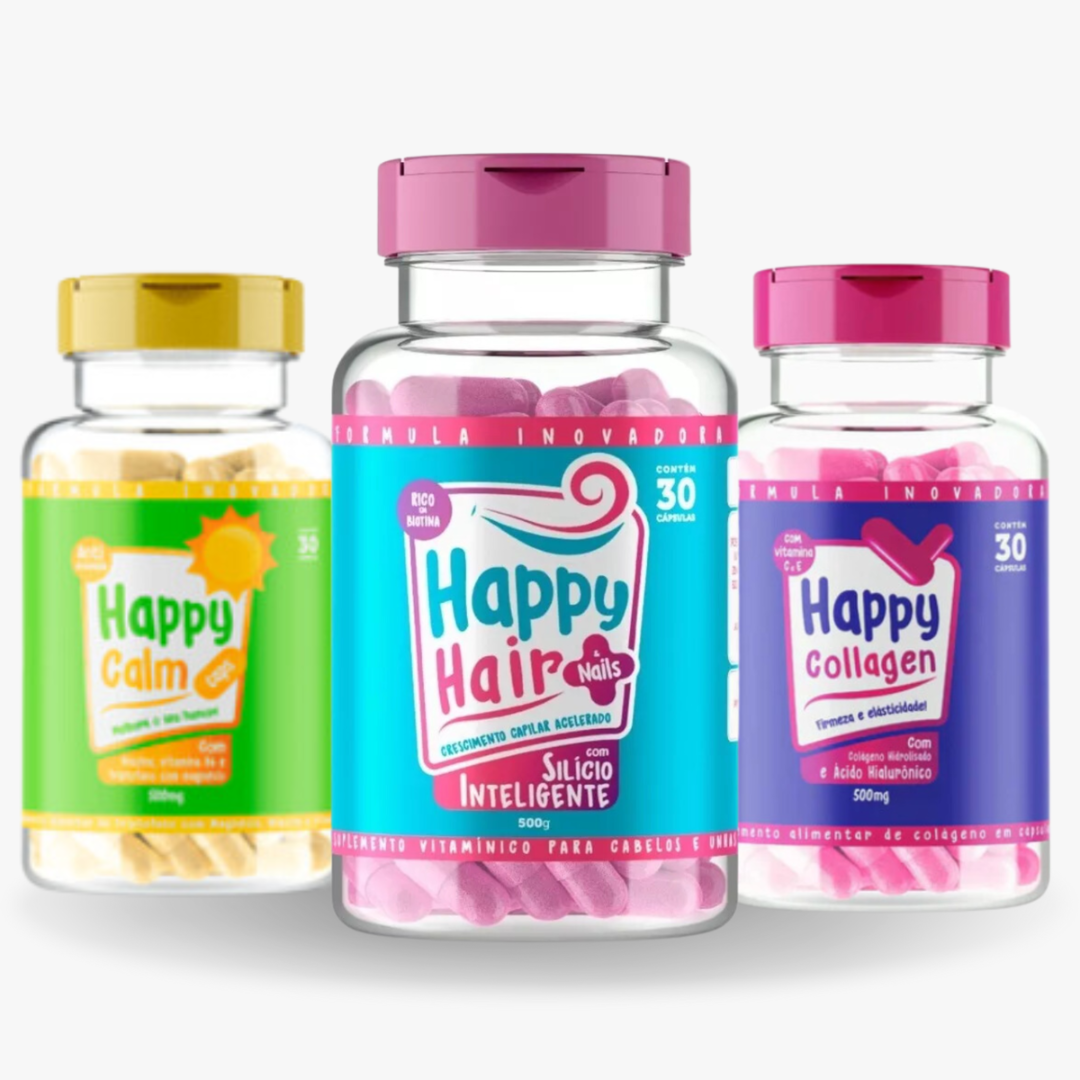 Kit Happy Hair, Happy Collagen, Happy Calm - 30 caps