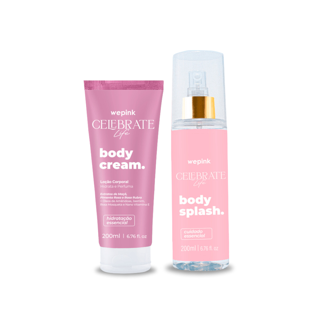 Kit Wepink Body Cream Celebrate Life Desodorante Hidratante, 200ml + Body Splash Celebrate Life Desodorante Colônia, 200ml