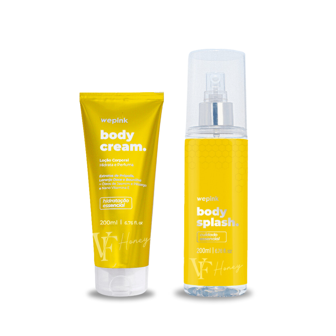 Kit Wepink Body Splash VF Honey Desodorante Colônia, 200ml + Body Cream VF Honey Desodorante Hidratante, 200ml
