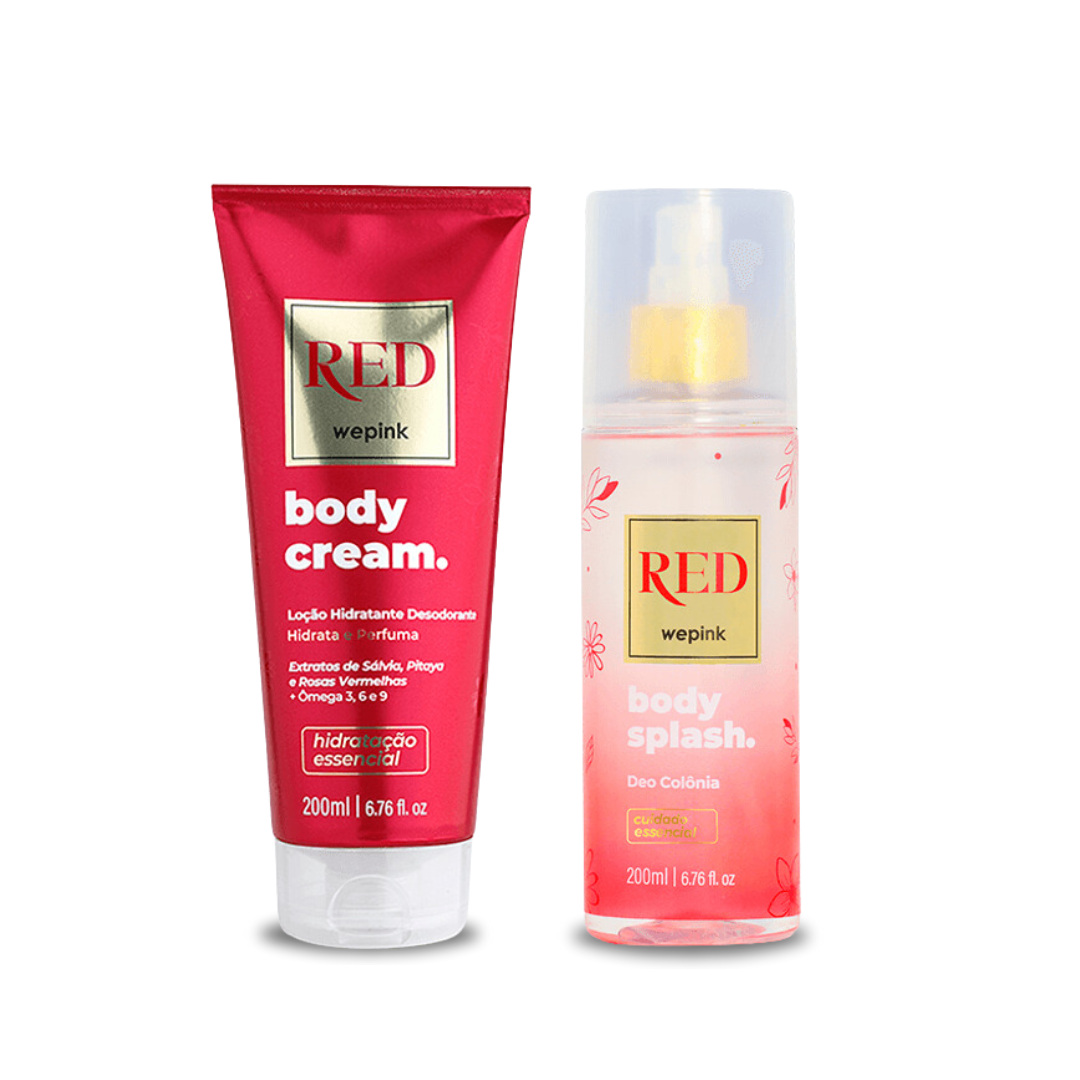 Kit Wepink Body Splash Red Desodorante Colônia, 200ml + Body Cream Red Desodorante Hidratante, 200ml