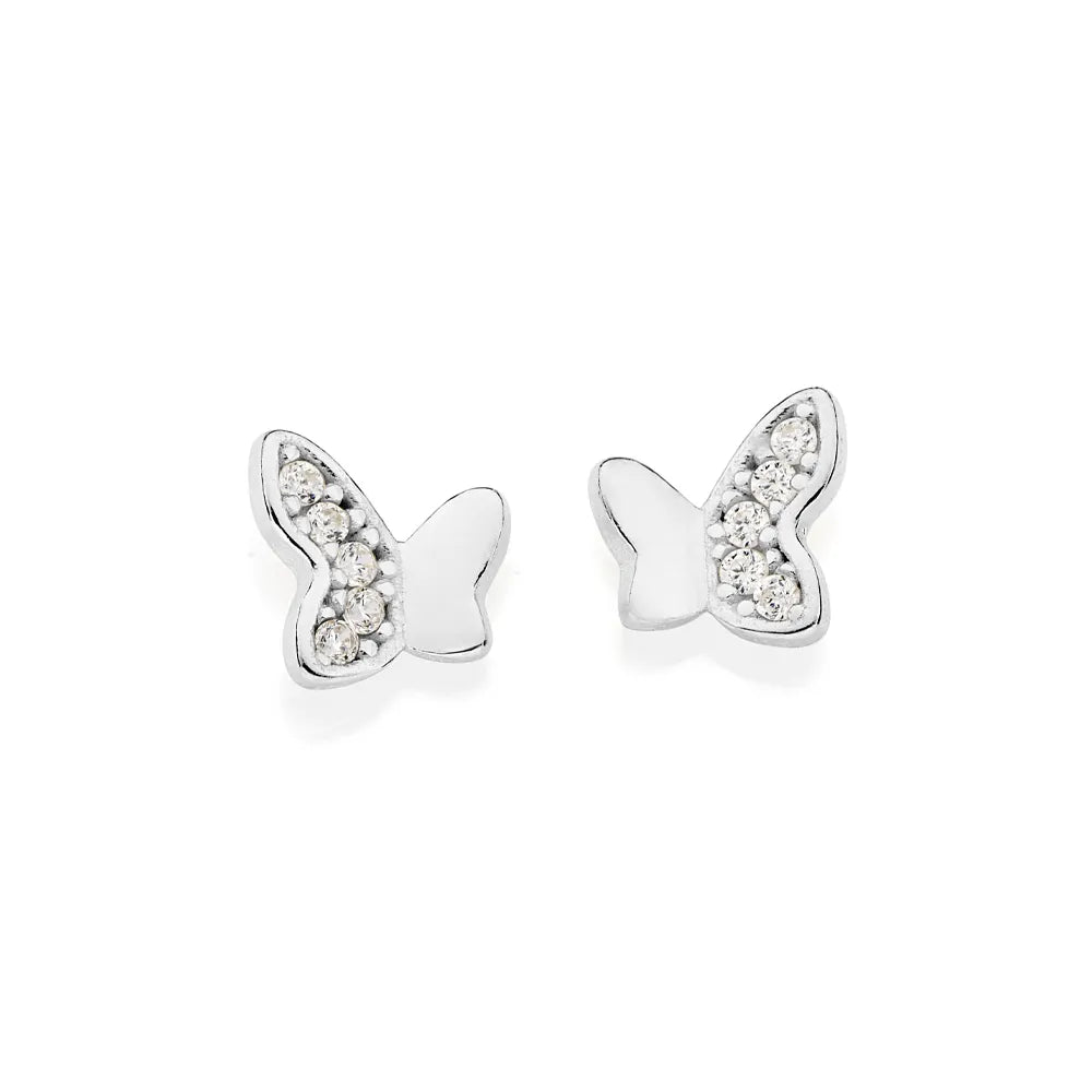 Brinco Borboleta de Prata 925 Com Zircônias - Tam.único Romanel