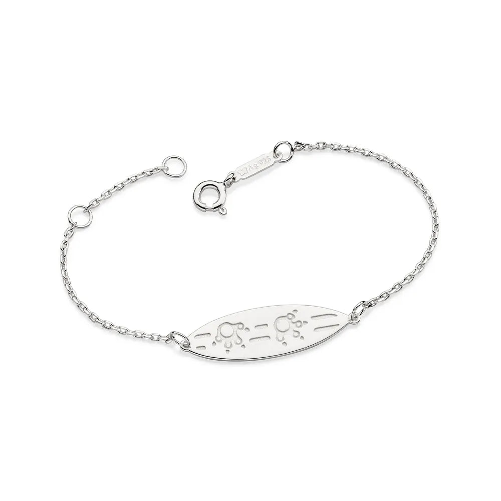 Pulseira Prancha de Surf de Prata 925 - Tam.16