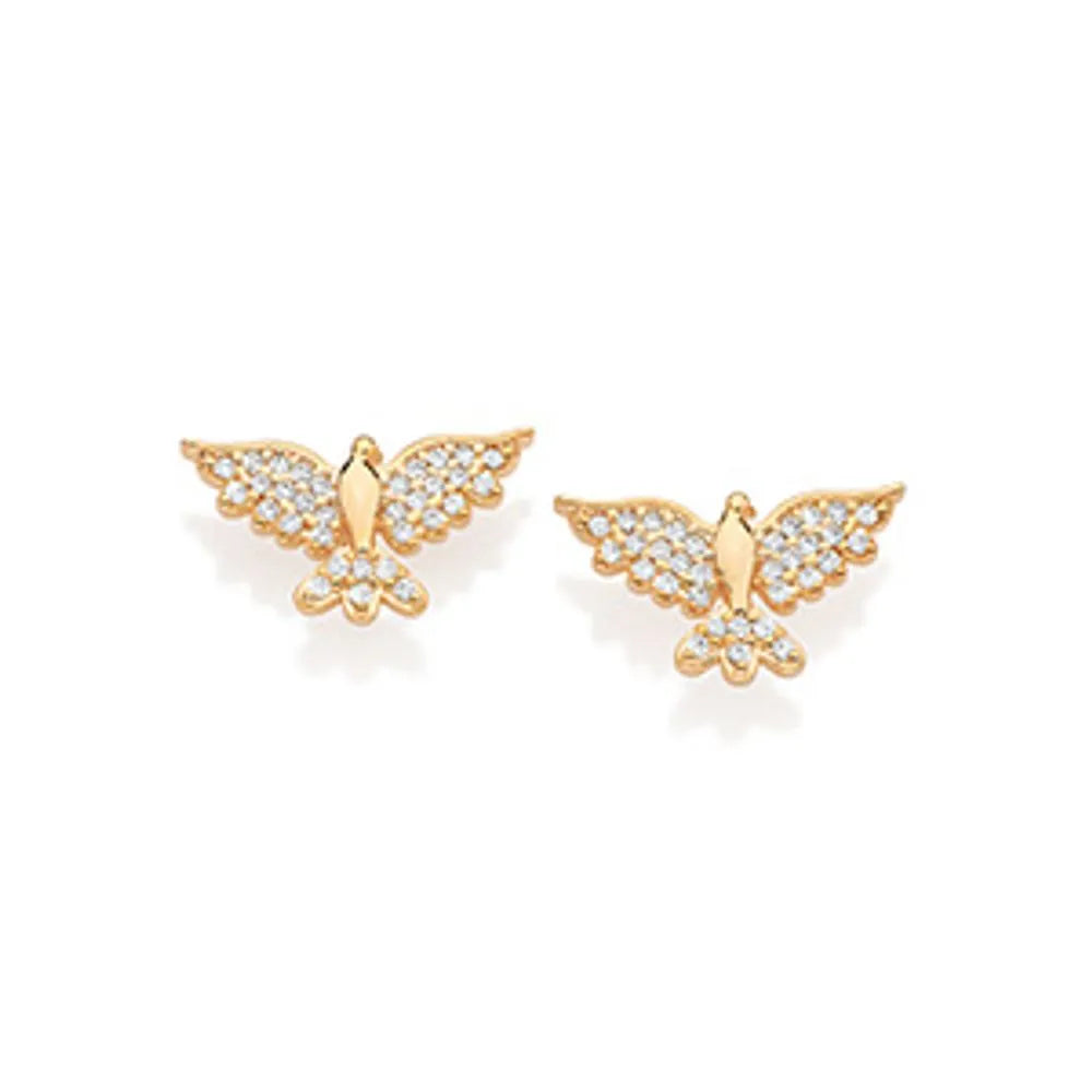 Brinco Espírito Santo Banhado a Ouro 18k Com Zircônias - Tam.único