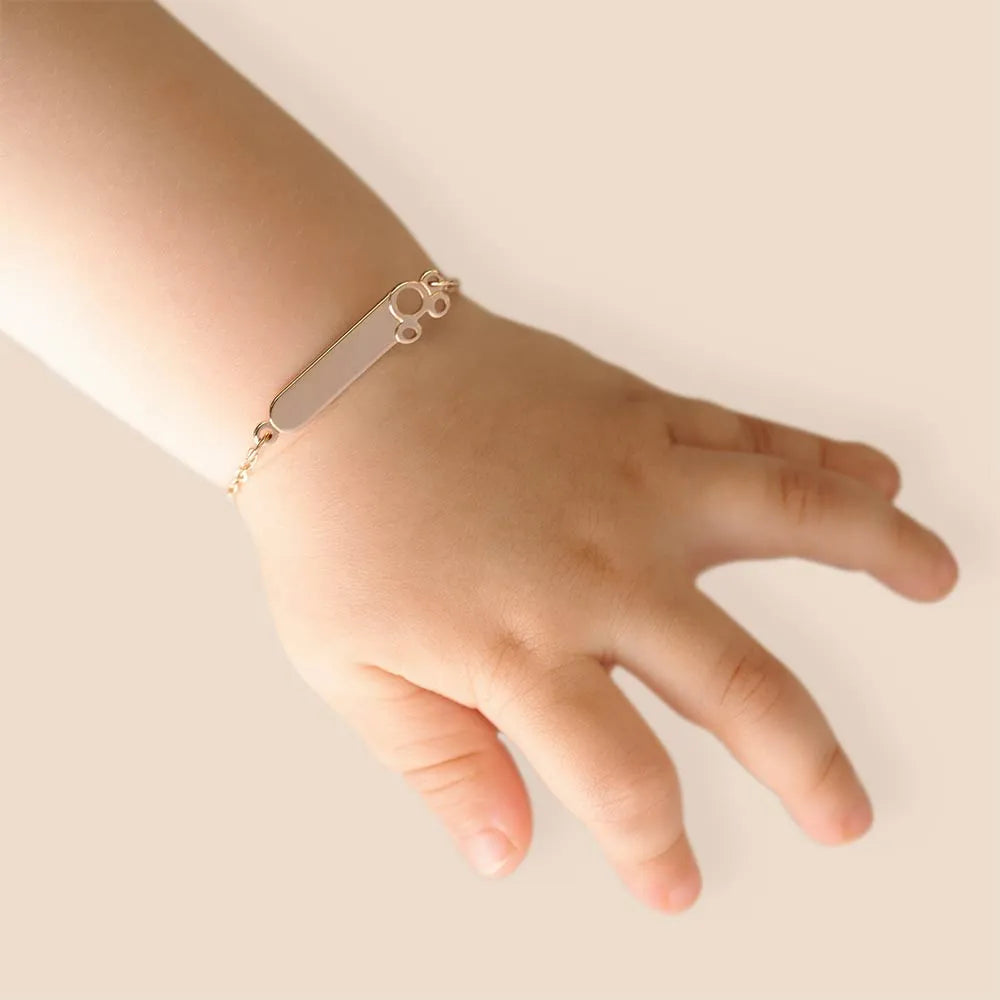 Pulseira Mickey Baby Personalizável Banhada a Ouro 18k - Tam.14 Romanel