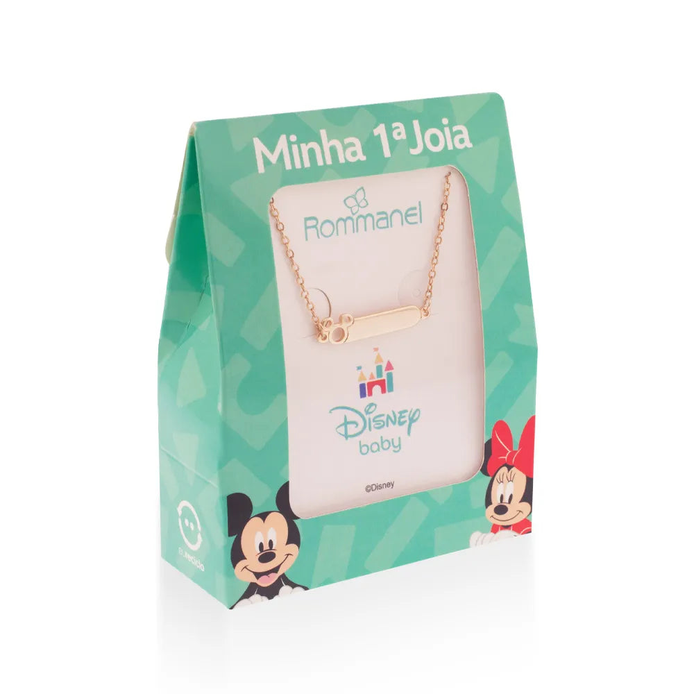 Pulseira Mickey Baby Personalizável Banhada a Ouro 18k - Tam.14 Romanel