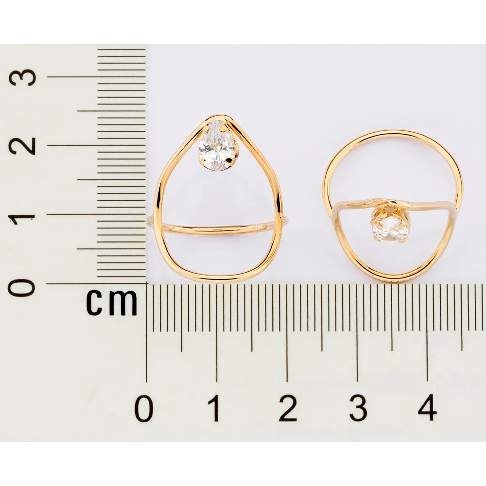 Anel de Gota Fino Banhado a Ouro 18k Com Zircônia