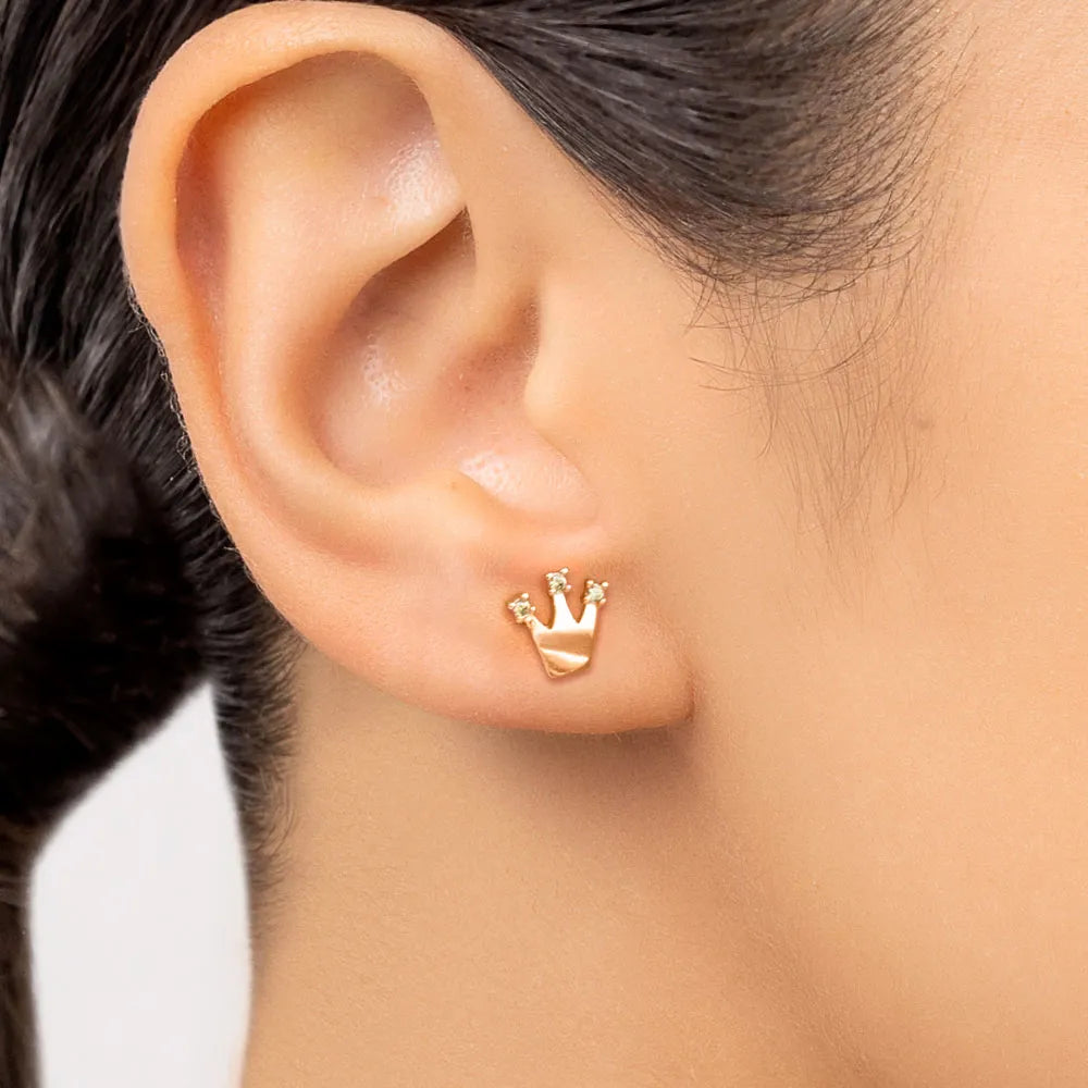 Brinco Coroa Princesa Tiana Banhado a Ouro 18k Com Zircônias - Tam.único Romanel