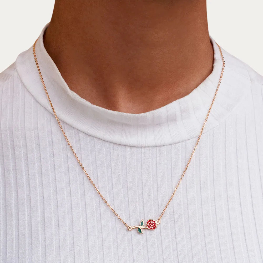 Gargantilha Rosa da Bela Banhada a Ouro 18k Com Aplicação de Resina - Tam.50