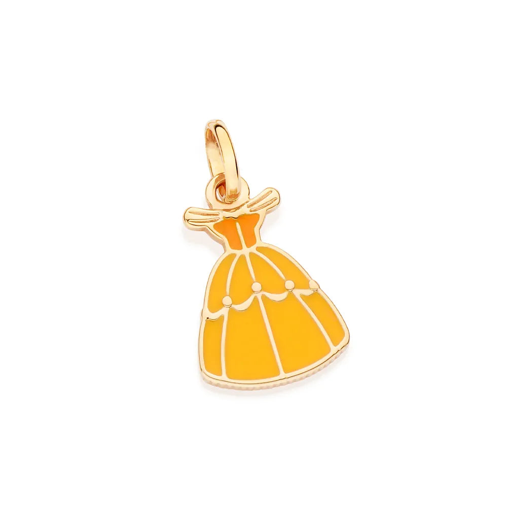Pingente Vestido Bela Banhado a Ouro 18k Com Aplicação de Resina - Tam.único Romanel