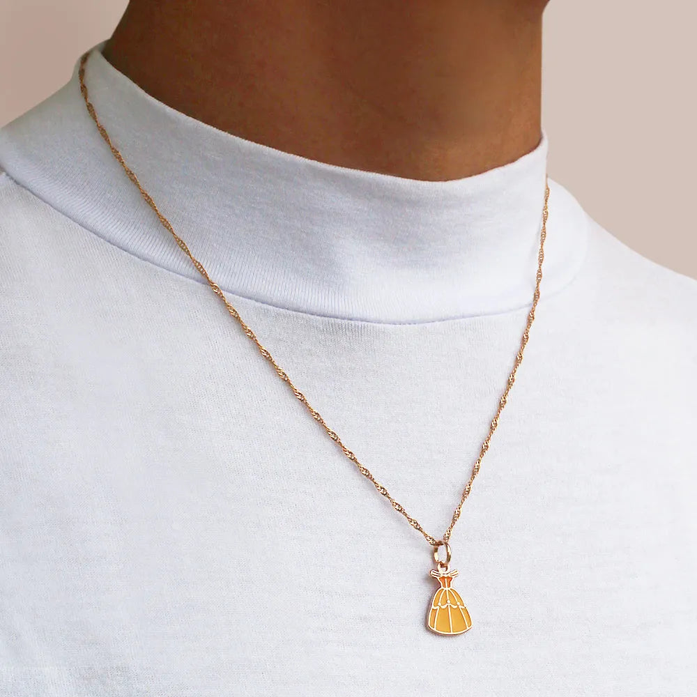 Pingente Vestido Bela Banhado a Ouro 18k Com Aplicação de Resina - Tam.único Romanel