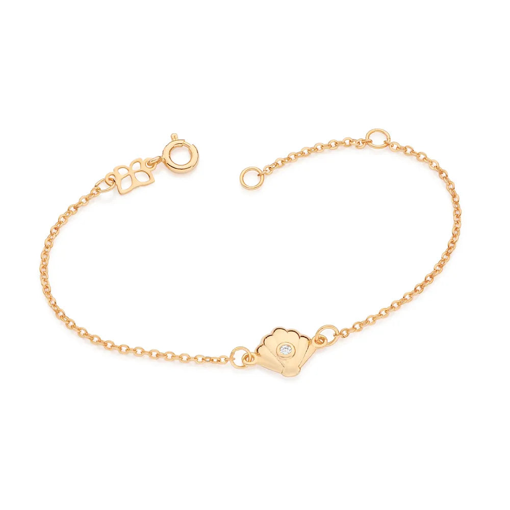 Pulseira Concha Banhada a Ouro 18k Com Zircônia - Tam.16 Romanel