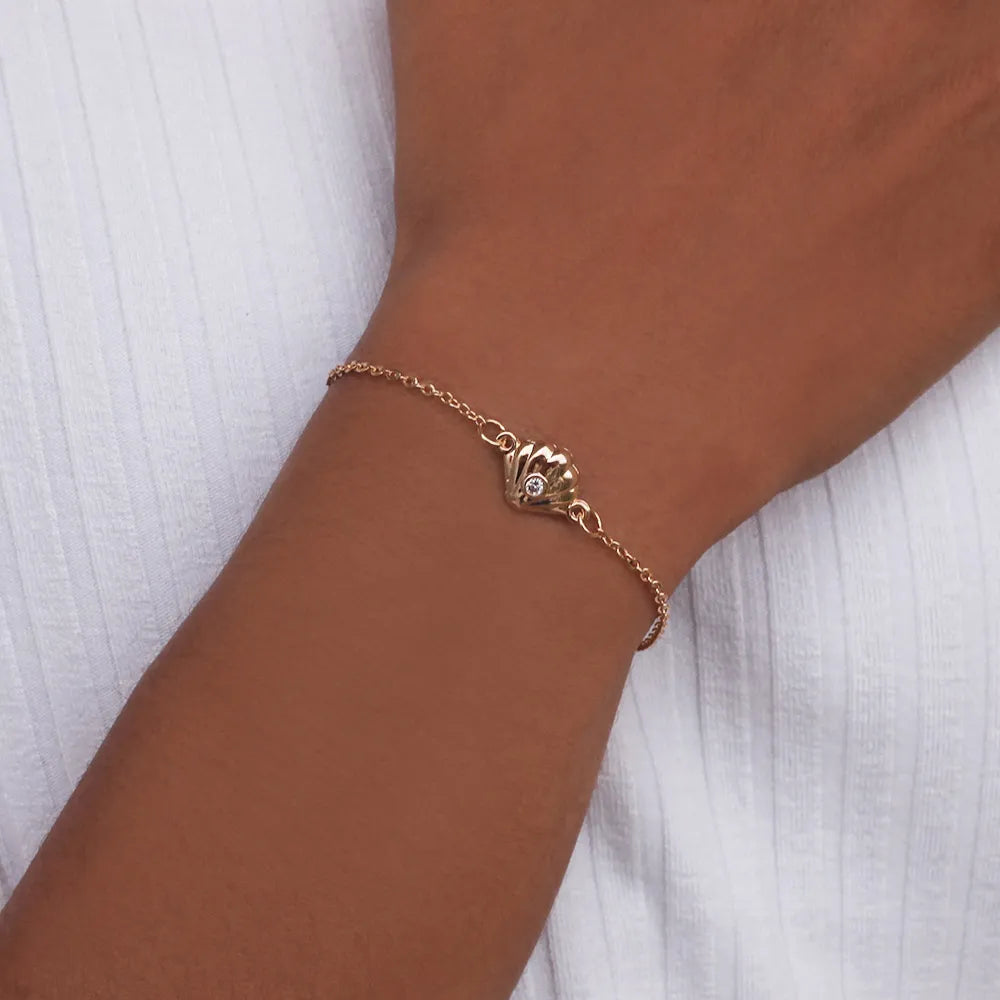 Pulseira Concha Banhada a Ouro 18k Com Zircônia - Tam.16 Romanel