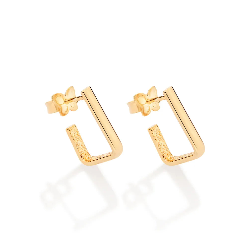 Brinco Retangular Banhado a Ouro 18k - Tam.único Romanel
