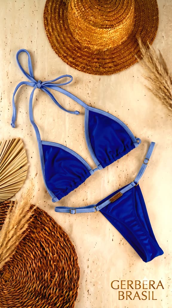 Women's Royal Blue Triangle Bikini Set with Adjustable Straps - FITA BABY