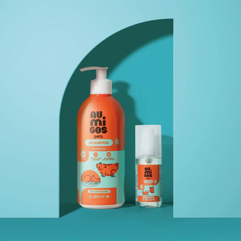 Combo Au.Migos Pets: Shampoo para Filhotes 400ml + Colônia Filhotes 60ml