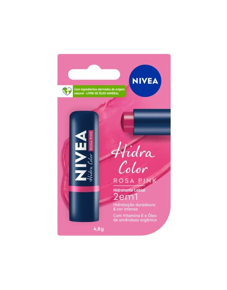 NIVEA HIDRATANTE LABIAL HIDRA COLOR 2 EM 1 ROSA PINK 4,8G
