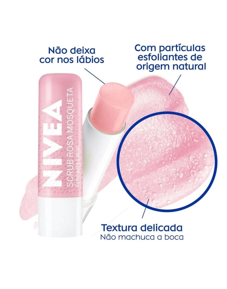 NIVEA ESFOLIANTE LABIAL SCRUB ROSA MOSQUETA