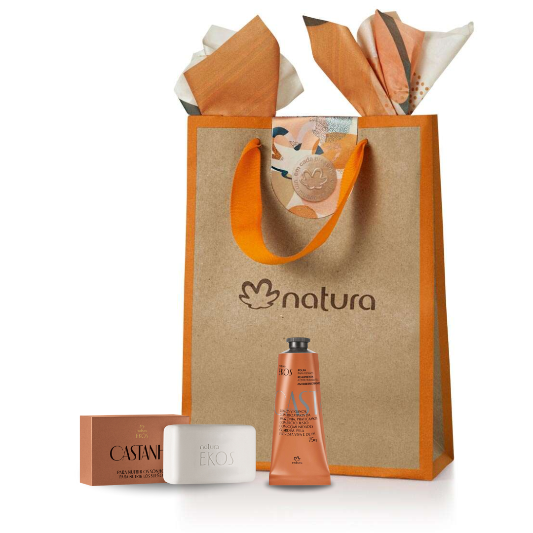 Kit Castanha, Polpa Hidratante para as Mãos Ekos Castanha 40g, Sabonete em Barra Puro Vegetal Ekos Castanha