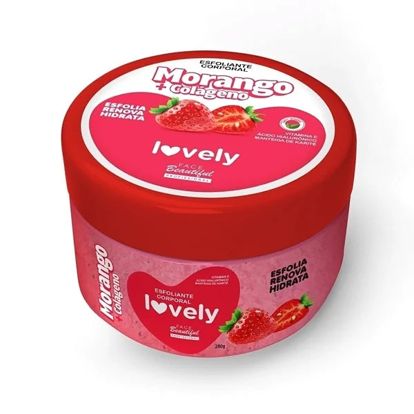 Esfoliante corporal morango linha lovely Face Beautiful 280g