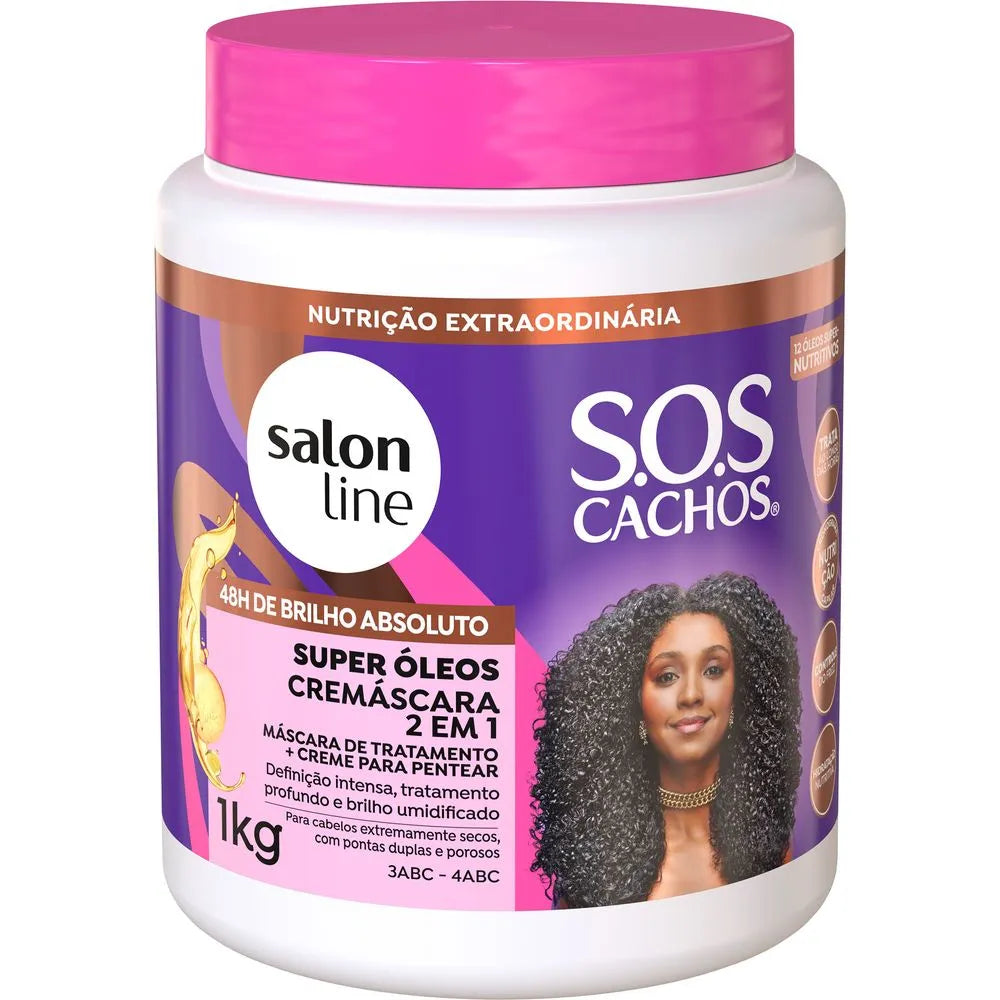 Cremáscara Salon Line 2X1 S.O.S Cachos Nutritivo 1Kg